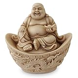 Statue, lachender chinesischer Buddha im Drachenboot