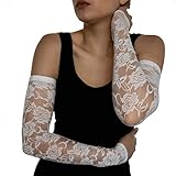Alta 8 modische Armstulpen & Stulpen für Frauen, zum Abdecken von Armen oder Tattoos, lange fingerlose Handschuhe, Zubehör, ethische Kleidung, Spitze - Weiß, Medium