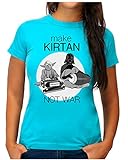 OM3® - Hare-Krishna-Wars - T-Shirt | Damen | Make Kirtan Yoga Guru Yoda & Darth Printshirt | S, Türkis