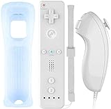 Wii Wireless Remote Motion Controller und Nunchuk - Ersatz-Remote-Game Controller mit Silikonhülle und Armband, kompatibel für Nintendo Wii und Wii U