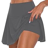 Damen Plissee Tennisrock Shorts Hohe Taille Athletic Golf Skorts Workout Sport Yoga Röcke Damen Schwarz Bleistiftrock Knielang, grau, 44