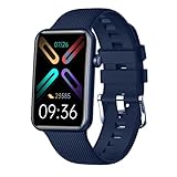 Wzlight Smartwatches Für Damen Herren Fitness Tracker Mit Pulsmesser Bluetooth Anruf Smartwatch Für IOS Android (Color : Blue)