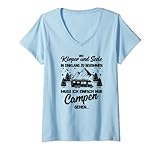 Damen Damen und Herren Camping Reisemobil Wohnmobil T-Shirt mit V-Ausschnitt
