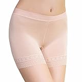 Damen Unterwäsche Slip Unterhosen Sicherheits Shorts Unterwäsche Kurz Leggings Panties Softe Spitze Hipster Pantys, Beige,