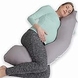 LITOLLO Schwangerschaftskissen zum Schlafen - J-förmiges Seitenschläferkissen mit Bezug aus Baumwolle - Stillkissen für Schwangere - Komfortkissen Erwachsene - Pregnancy Pillow 145 x 50 cm