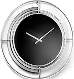 Wanduhr Uhr groß - analog - schwarz Silber - MODERN - 68x68 cm