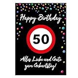XXL DIN A4 Glückwunsch Karte 50. Geburtstag Konfetti inkl. Umschlag Geburtstagskarte Grußkarte