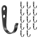 Schwarze Wandhaken für Badezimmer, Küche, Schrank und Garage, Metallhaken zum Aufhängen von Mänteln, Handtüchern, Hüten, Schlüsseln, Taschen und Kaffeetassen, hält bis zu 18 kg, 20 Stück