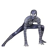 LOZUMEY Kind Avengers Black Spiderman Superheld Cosplay Bodysuit Jumpsuit Lycra Spandex Party Requisiten 3D Print Fancy Dress for Halloween (Color : Black, Size : 170~180cm)
