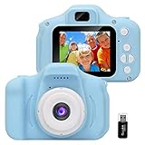 GlobalCrown Kinder Kamera,Mini wiederaufladbare Kinder Digitalkamera Stoßfeste Video Camcorder Geschenke für 3-8 Jahre Jungen Mädchen,8MP HD Video 2 Zoll Bildschirm für Kinder (32 GB Karte enthalten)