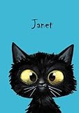 Janet: Personalisiertes Notizbuch, DIN A5, 80 blanko Seiten mit kleiner Katze auf jeder rechten unteren Seite. Durch Vornamen auf dem Cover, eine ... Coverfinish. Über 2500 Namen bereits verf