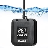 KIAYOO Aquarium Digital Thermometer, Tauchthermometer für Unterwasser mit hoher und niedriger Temperatur Alarm Genauigkeit 0,1℃, Wasserthermometer mit USB-Stromversorgung, HD LED Display