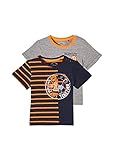 s.Oliver Unisex - Baby 2er-Pack T-Shirts mit Print-Detail grey melange/navy stripes 80
