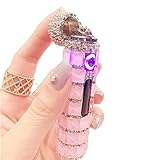 WICIS Lighter Electric USB Diamond-Studded Rechargeable Flash for Women, Windproof Dual Arc Plasma Lighters, Outdoor Candle Fireworks Cooking Camping, Rosa, 3.93*0.78*0.78in