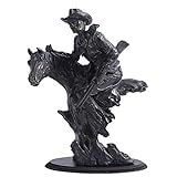 WLVG Figur Statue Western Cowboy und Pferd Statue Skulptur Ornament, Retro-Geschenk für Jahrestag, Geburtstag, Heimbüro, Dekoration,A