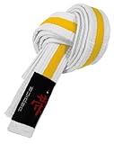 DEPICE Budogürtel weiß/gelb 220 zweifarbig – Zwischengürtel Kampfsportgürtel Karategürtel Judogürtel