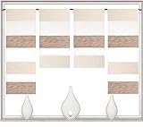 Birsppy Design Mini Flächenvorhang Set beige 2291-13 | 4 Teile | Scheibengardine Gesamtbreite 120cm (4x30cm) Höhe 80/60/60/80