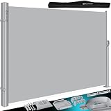 KESSER® Alu-Seitenmarkise Ausziehbar & Blickdicht 300 x 180 cm | Garten-Sichtschutz & Windschutz mit Aufrollautomatik für Balkon & Terrasse | Seitenrollo inkl. Regencover mit Wandhalterung G