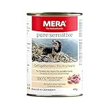 MERA Pure Sensitive Geflügelherzen, Hundefutter nass mit hohem Fleischanteil und getreidefrei, Nassfutter aus 100% tierischem Protein für Sensible Hunde, Single Protein (6 x 400 g)