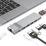 8-in-2 USB C Hub for MacBook Pro M1 MacBook Air M1 2022/2021/2020/2019/2018, 100W PD USB Hub USB C Adapter with 4K HDMI USB 3.0, SD/TF, Ethernet Multiport USB-C Hub