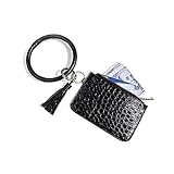 DIFATY Explosion Modelle Geldbeutel Handgelenk Ring Keychain weibliche Sport-und Fitness-Armband PU-Kartensatz Multi-Layer-Armband Anhänger Schlüsselanhänger (Color : Black Zipper Bag)