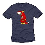 MAKAYA lustiges T-Shirt Herren - Faultier Flash - Kurzarm Rundhals große Größen Lustige Tshirts Geschenke Theory dunkelblau XXXXXL