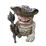 Tumnea Gartenwichtel Figuren, Pilzelf Figure, Märchenfigur Fee Pilz Elfe Schamane Zauberer Troll Gartendeko Figur aus hochwertigem Resin - 12 cm