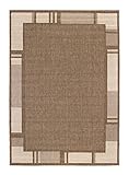 andiamo In- & Outdoor Teppich Louisville moderner Webteppich Bordüre vollständig umkettelt Flachgewebe 60 x 110 cm braun/beig