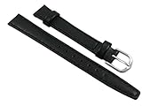 14mm Kalb Leder Uhrenarmband Schwarz Silberschließe inkl. Myledershop Montageanleitung