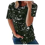 NHNKB Oberteile Damen Kurzarm T-Shirt Sommer Casual Rundhalsausschnitt Shirt Lässig Loose Tie-Dye Tops
