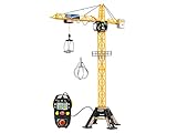DICKIE 201139012 Toys Mega Crane, elektrischer Kran mit Fernbedienung, für Kinder ab 3 Jahren, 120 cm hoch, mit Greifarm, Seilwinde, Kabine, Ladeplattform