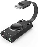 TechRise Externe Soundkarte 2 in 1 USB Stereo Sound Card Adapter mit Lautstärkeregler und Volume Kontrolle Plug & Play für PC, Notebook, Tablet, MacBook