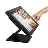 15' Touchscreen Monitor Touchscreen-LCD-Anzeige LED POS Kassenmonitor mit 4-Kabel-Resistive Touchscreen- und USB-Touchscreen-Schnittstelle Faltbare Basis für EinzelhandelPoint-of-Sale