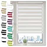 Doppelrollo Klemmfix ohne Bohren 65cm x 130cm Weiß Duo Rollo Klemmrollo Sonnenschutzrollo Fensterrollo für Fenster & Türen Zebrarollo Seitenzug