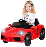 Actionbikes Motors Kinder Elektroauto Super Sport - Ledersitz - Mp3 - USB - SD - 2,4 Ghz Rc Fernbedienung mit Not Stop - Softstart - Elektro Auto für Kinder ab 3 Jahre (Rot)
