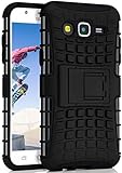 ONEFLOW Tank Case kompatibel mit Samsung Galaxy J5 (2015) - Hülle Outdoor stoßfest, Handyhülle mit Ständer, Kamera- und Bildschirmschutz, Handy Hardcase Panzerhülle, Obsidian - Schwarz
