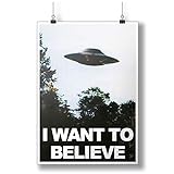 TV X-Files I Want To Believe UFO A0 A1 A2 A3 A4 Satin Foto Plakat p10152h