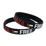 2 PCS Free Palestine Save Gaza Silicone Rubber Wristband Bracelets Adjustable Charms Cuff Bangle