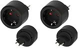 Brennenstuhl Reisestecker/Reiseadapter (Reise-Steckdosenadapter zum Anschluss elektrischer Geräte mit Schutzkontakt Stecksystem in Ländern mit Schweizer Stecksystem) schwarz (Packung mit 2)