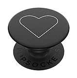 PopSockets 800667 PopGrip - Ausziehbarer Sockel und Griff für Smartphones und Tablets mit einem Austauschbarem Top - White Heart Black