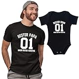 Vater Sohn Partnerlook T-Shirts Bester Papa Bester Sohn Unser Erster Vatertag Papa Baby Geschenk (Schwarz T-Shirt/Vater, M)