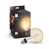 Philips Hue White E27 LED-Lampe Filament Giant Globe, Vintage-Design, dimmbar, warmweißes Licht, steuerbar via App, kompatibel mit Amazon Alexa (Echo, Echo Dot), transparent, 929002459001