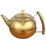 BNNP Teekannen für den Herd 1L Großer Wasserkocher Edelstahl Teekanne Kaffeemaschine mit Filter Home Cooling Wasserkocher Zarte Teekanne Gold/Silber Teekanne für Infuser (Color : A, Size : 1L)
