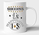 Erfolg ist Glück Motivations-Keramik-Kaffeetasse oder Teetasse am besten als Geschenk (11Oz; Weiß)