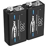ANSMANN 9V Akku Typ 280mAh NiMH 1,2V - E-Block Batterien wiederaufladbar mit geringer Selbstentladung ideal für Fernsteuerung, Messgeräte, Multimeter, Mikrofon (2 Stück)