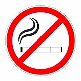 12 Stück Aufkleber Rauchen verboten Ø 9,5cm Sticker Verbotsschild Etiketten Hinweisschild Wetterfest für den Innen und Außenbereich