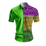 Caxndycing Kuzarmhemd Herren Kurzarm Karnevalskostüme Revers Locker Modisch Disco Party Oberteile Paisley Funky Umlegekragen Button Down T-Shirt Karneval Kostüm Mit Digitaldruck