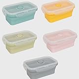 WANDGU 550 ml Frischhaltedosen mit Deckel: 4 Stück Silikon Faltbare Brotdose, Faltbare Frischhaltedosen, Meal Prep Boxen Mikrowellengeschirr für Lebensmittel, Mikrowellen-, Spü