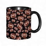 reyawdf Original Tasse mit lustigem Design,Fußball-Ball-Sport-Thema,American-Football-Spiele.Braun Schwarz,330ml, für Kaffee- und Teeliebhaber, als Geschenk für Weihnachten, Geburtstag