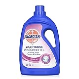 Sagrotan 2in1 Hygiene Waschmittel Sensitiv – Waschmittel für hygienisch saubere und frische Wäsche – Kraftvoll gegen Flecken und Gerüche – Ohne Parfum und Farbstoffe – 1 x 1,8 l
